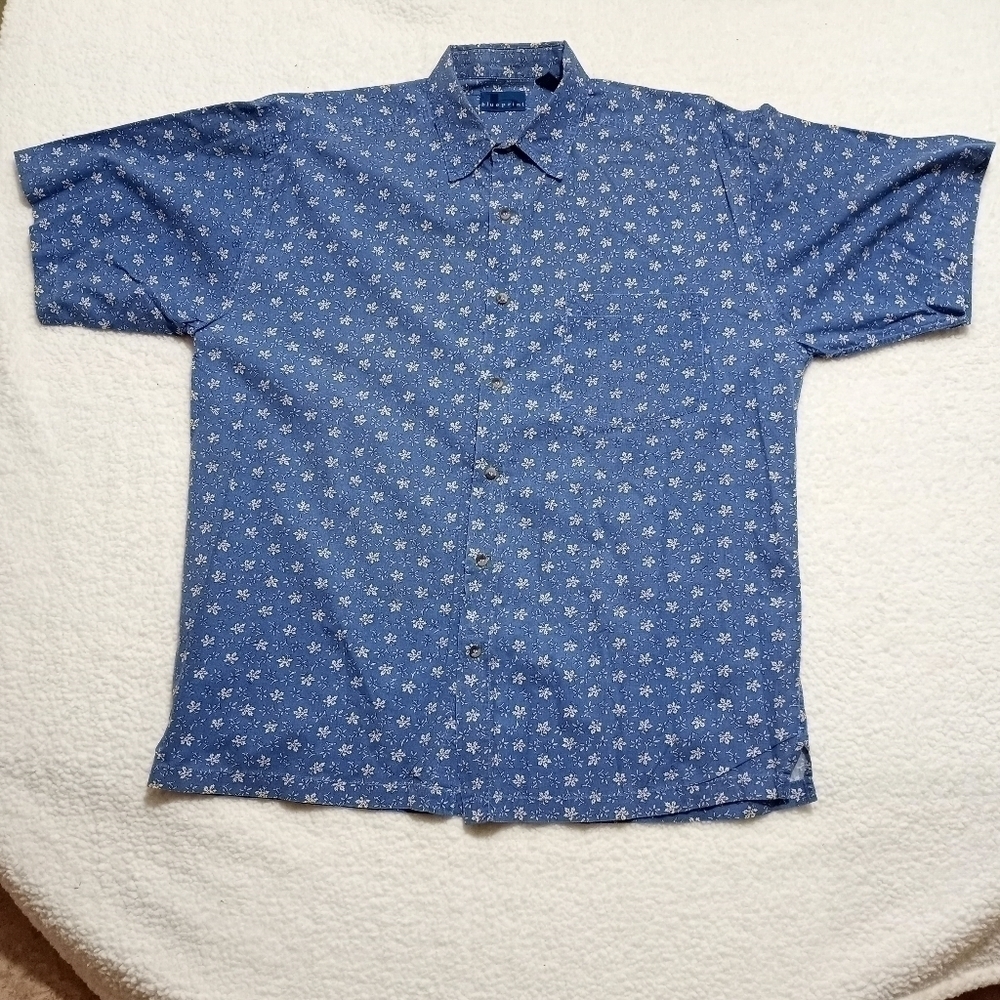 Men’s Short Sleeve by  BluePrint Floral Shirt Size Large